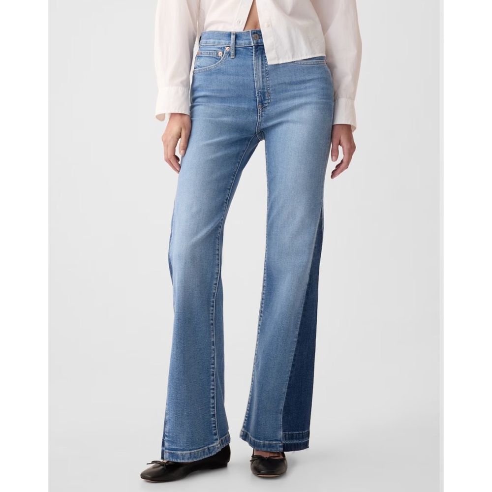 GAP High Rise Patched '70s Flare Jeans - Size 0 Regular